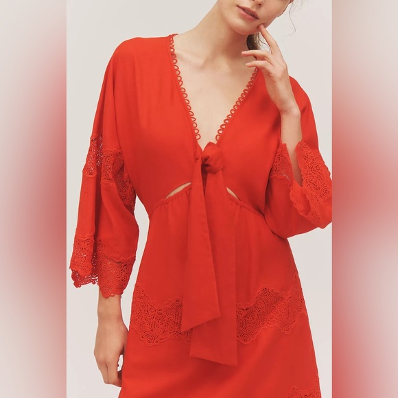 Anthropologie Farm Rio x Anthropologie V-Neck Tie-Front Midi Dress - Picture 2 of 12